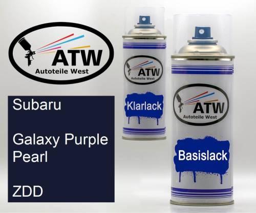Subaru, Galaxy Purple Pearl, ZDD: 400ml Sprühdose + 400ml Klarlack - Set, von ATW Autoteile West.